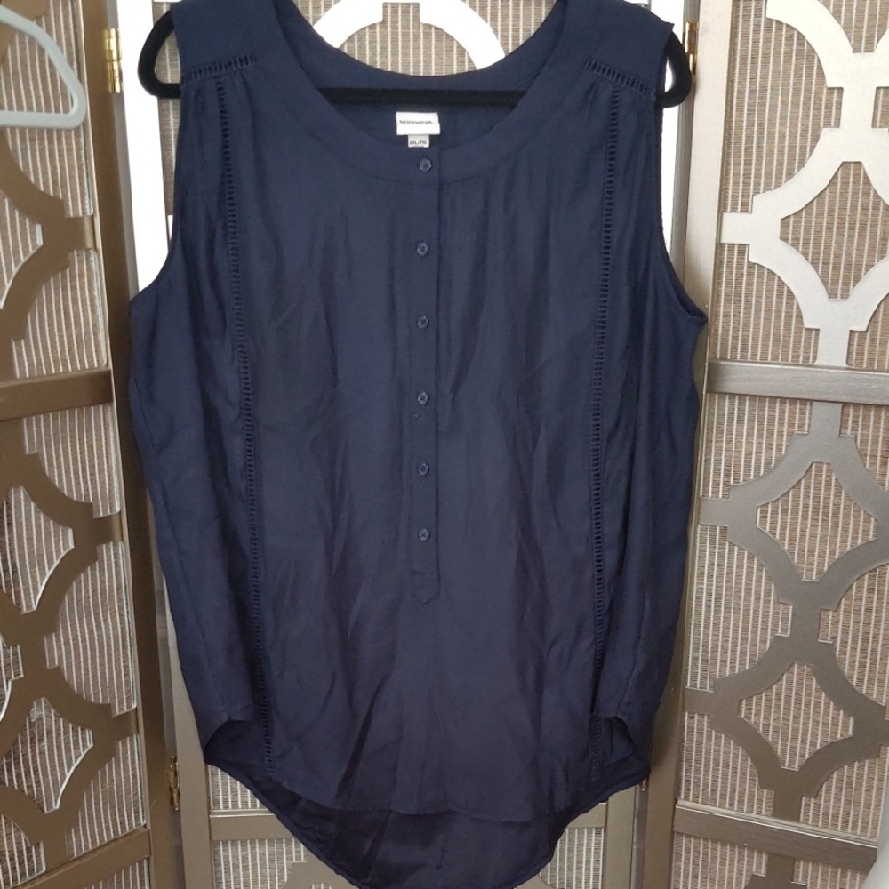 Merona Blue Buttoned Tunic Tank Top